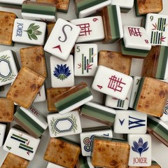 Mah Jong American Set tile, Tortoise Wood, 4 Layers, Green