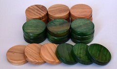 30 Natural Olive Wood – Green Color Backgammon Checkers – Chips 1.4 inches