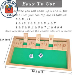 Wooden Cognitive Games for Seniors – 12 Number Shut the Box Kit for Alzheimer’s