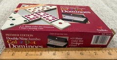 Cardinal Premier Double Nine Jumbo Color Dot Dominoes Set Vinyl Case NEW