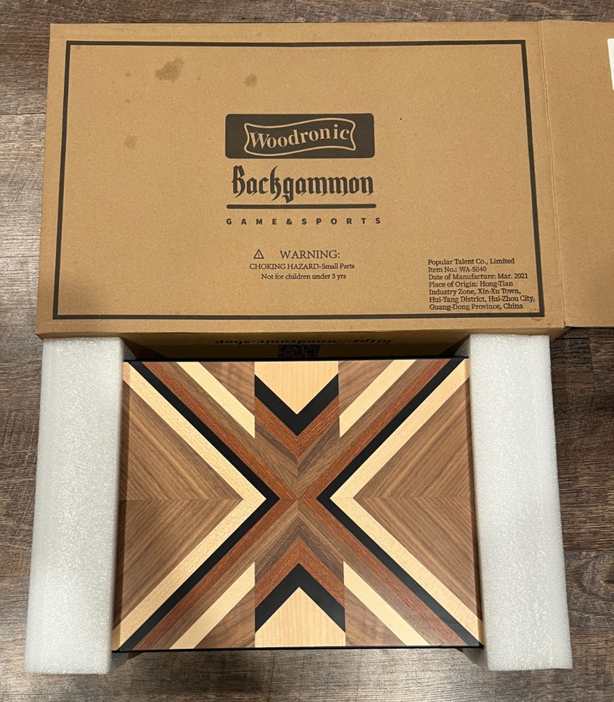 Woodronics 15″ Backgammon Set Complete Walnut Mahogany Case