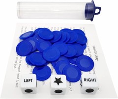 Compact Left Right Center Dice Game Prime Set with 36 Chips & Tube Storage