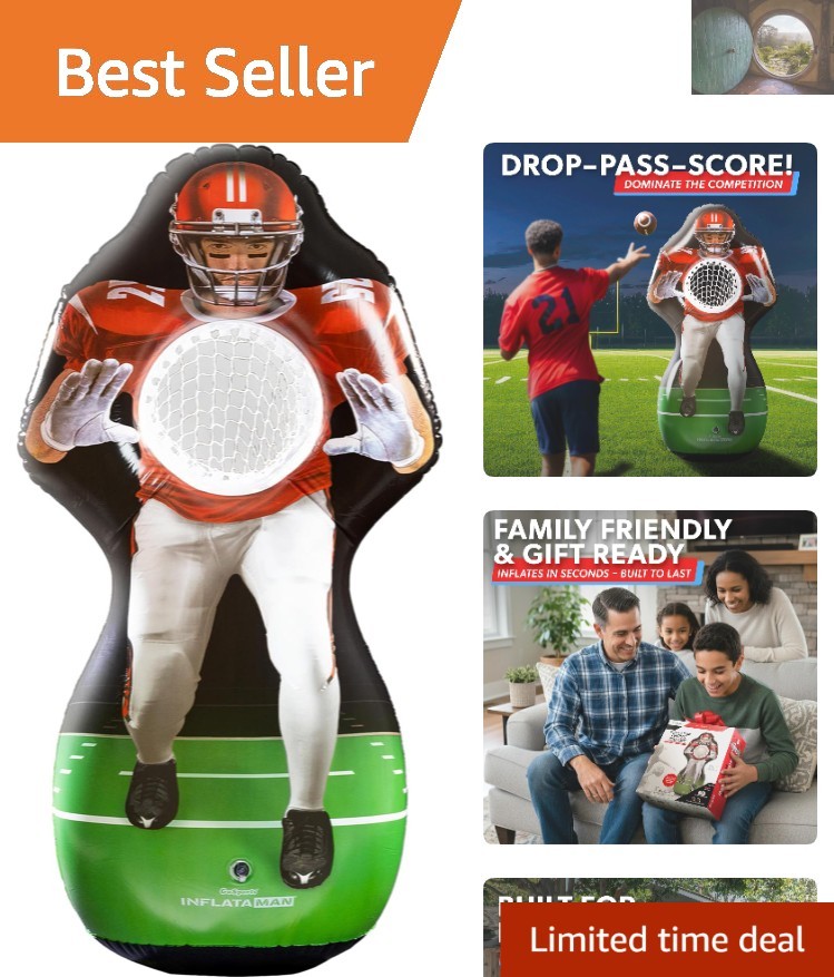 Inflataman Football Challenge: Inflatable Touchdown Toss Game for 1-4 Players