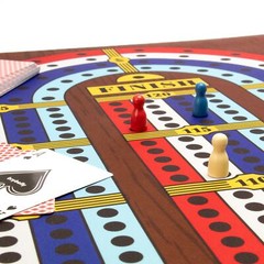Tabletop Cribbage Set with Large Roll-Out 40″ Neoprene Mat & Flat-Bottom Pawns