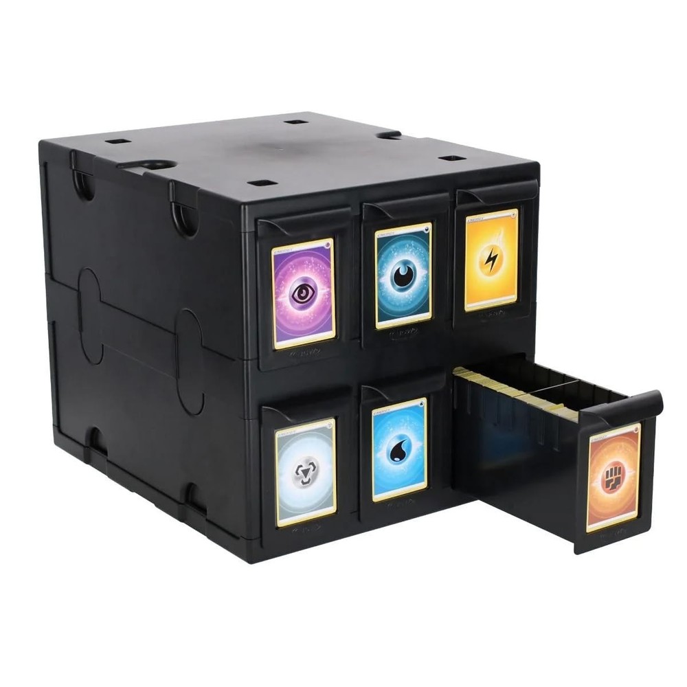 Card Catalog 6 Drawer Stackable Trading Organizer Black BCW Holds Sports Cards