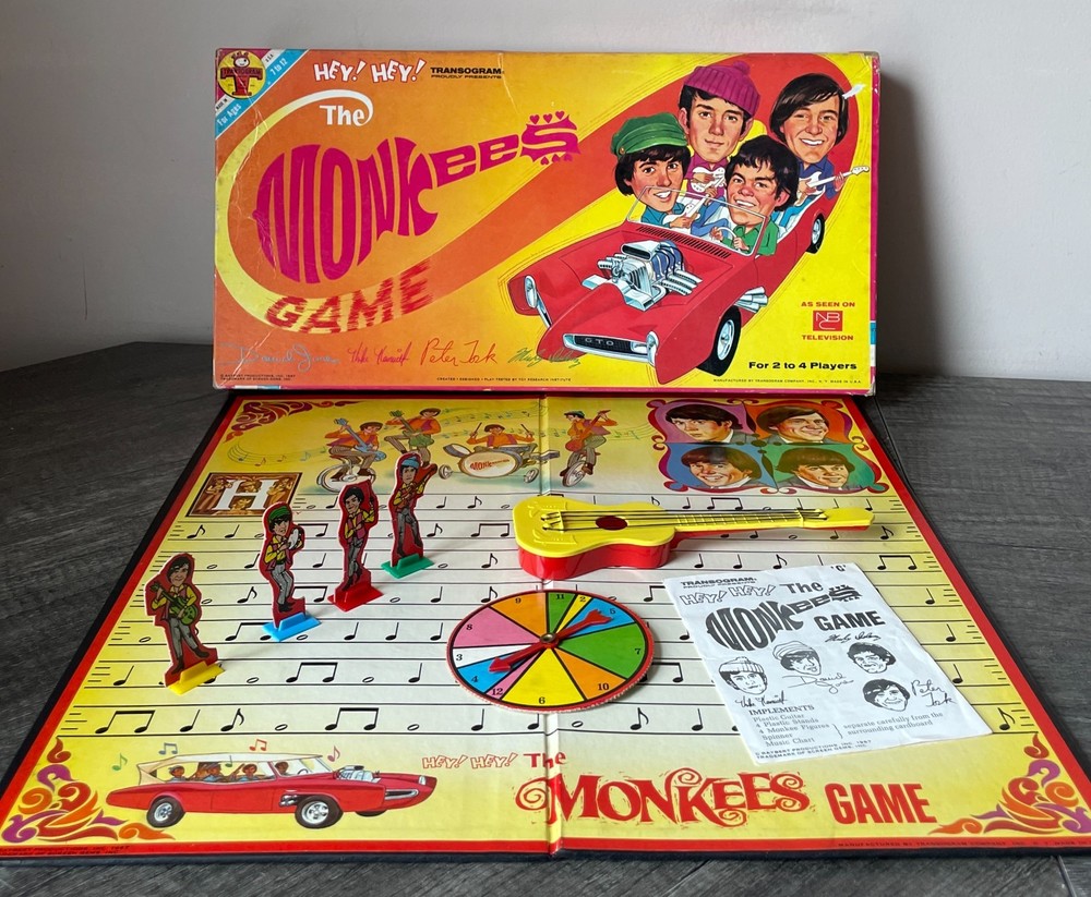Transogram Monkees Board Game 1967 RARE Guitar Version VHTF – 100% COMPLETE!!!