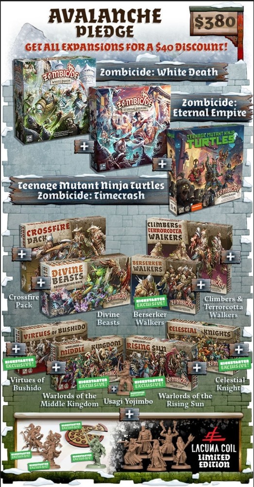 Zombicide: White Death Avalanche Pledge with Kickstarter Exclusive Stretch Goals