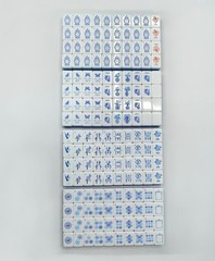 Luxury American Mahjong Set 160 Engraved Acrylic Tiles Blue White Porcelain