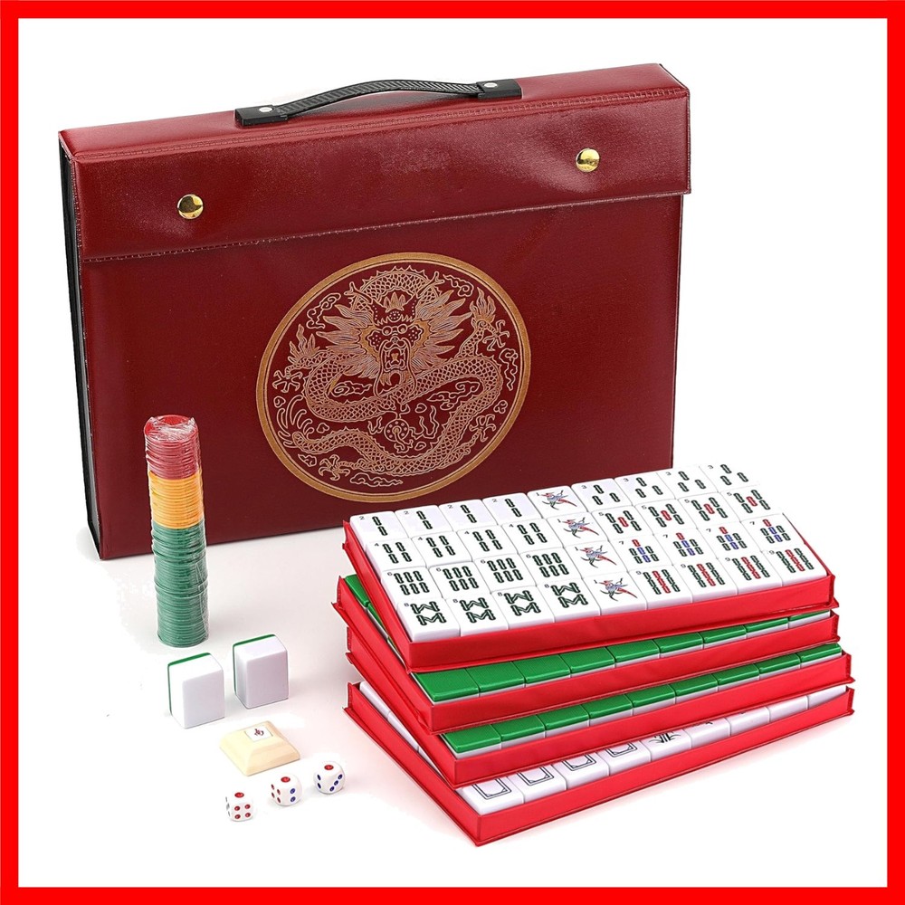 Chinese Mahjong Set X-Large 146 Numbered Melamine 1.5″ Large Size Tile with C…