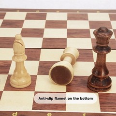 15” Walnut Chess Set with Storage Board for Adults & Children, 2 Players
