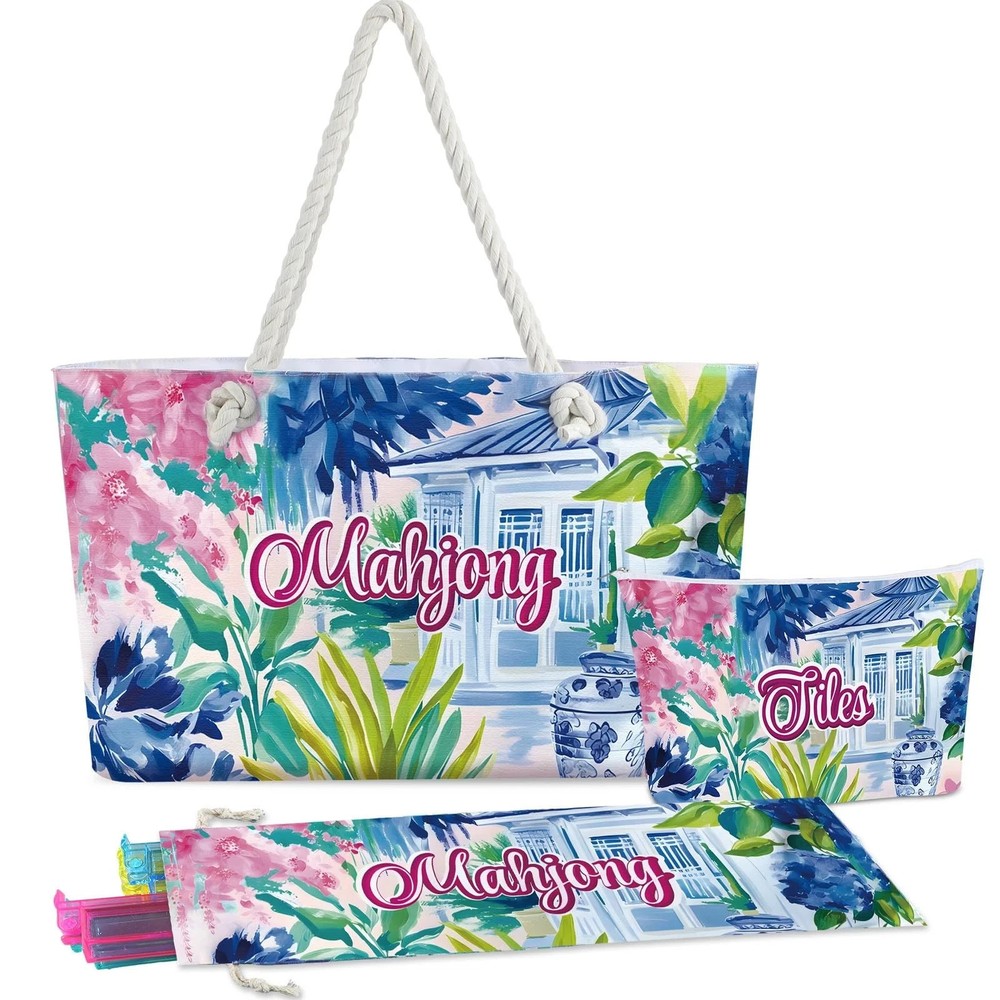 Empty Mahjong Bags Set for Tiles and Racks 24x13x4.7 Inch American Mahjong Ca…