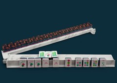 American Mahjong Rack Set of 4 White Marble Acrylic 18.5 Inch with Pushers