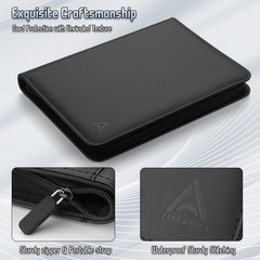 9 Pocket Trading Card Binder 540 Capacity with Zip 9 x 6.5 x 1 inches, Black