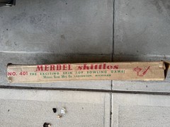 VTG Merdel Skittles No. 401 Spin Top Bowling Game 9-RED Pins BOX