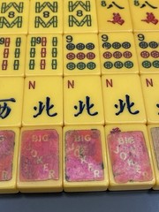 Nice Lot of 152 Vintage Bakelite Mah Jong Mahjong Tiles + 5 Racks W/ Case & Dice
