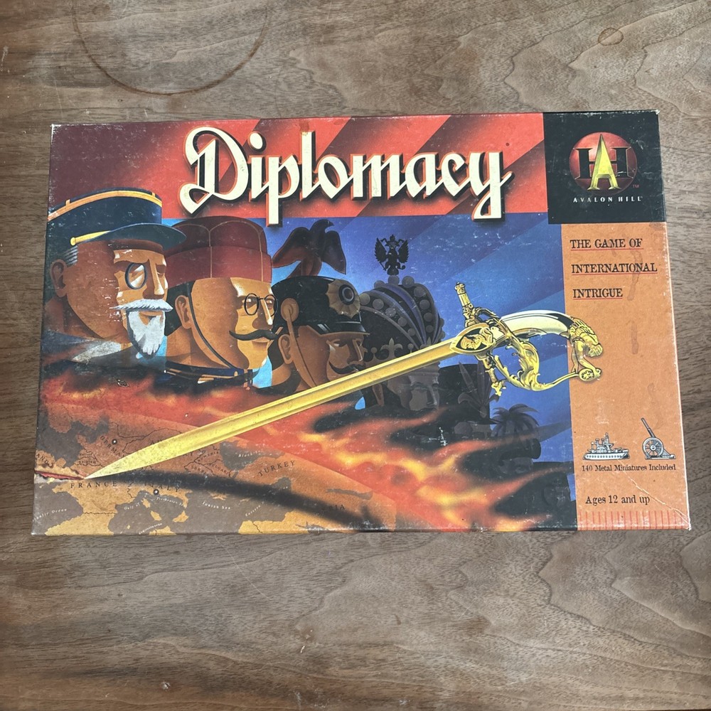 Diplomacy Board Game 1999 Hasbro Avalon Hill Sealed Parts! Worn Box