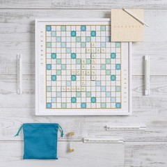 Scrabble Coastal Wood Game Set Deluxe Mark & Graham Coastal Edition Board