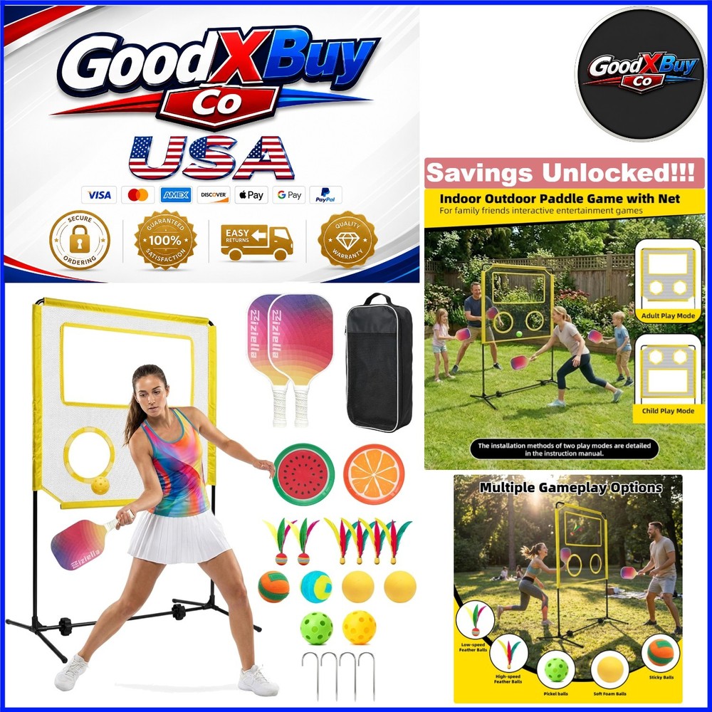 5-in-1 Indoor & Outdoor Multi-Sport Set with Net for Pickleball, Badminton, T…