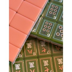 Modern Three Layer Mahjong Tile Set Green Pink White Floral American Mahjong