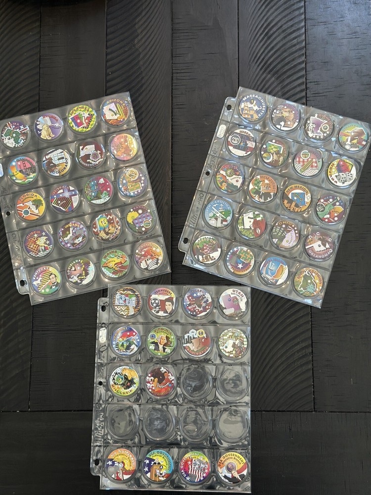 Vintage POGS Complete Set of 50 US States and 4 Branches Of Government