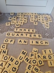 141 Vtg Anagrams Tile Cream Plastic Black Sans Serif Block Font Flat Replacement