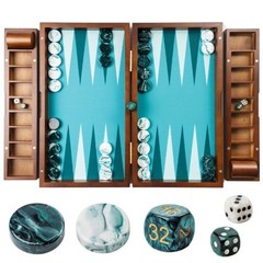 20 Inch Large Backgammon Sets for Adults, Green Backgammon Board, Solid Wood….