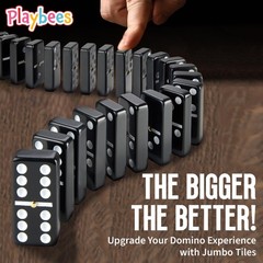 Playbees Jumbo Double Six Dominoes Set – 28 Black 9 x 5.5 x 1 inches,