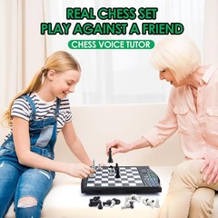 Talking Chess Academy Electronic Smart Game Board Set W/ Voice Pieces 1-2 Player