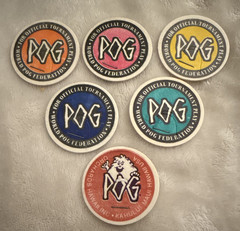World POG Federation Official Tournament POG Caps Lot of 6, Assorted Colors