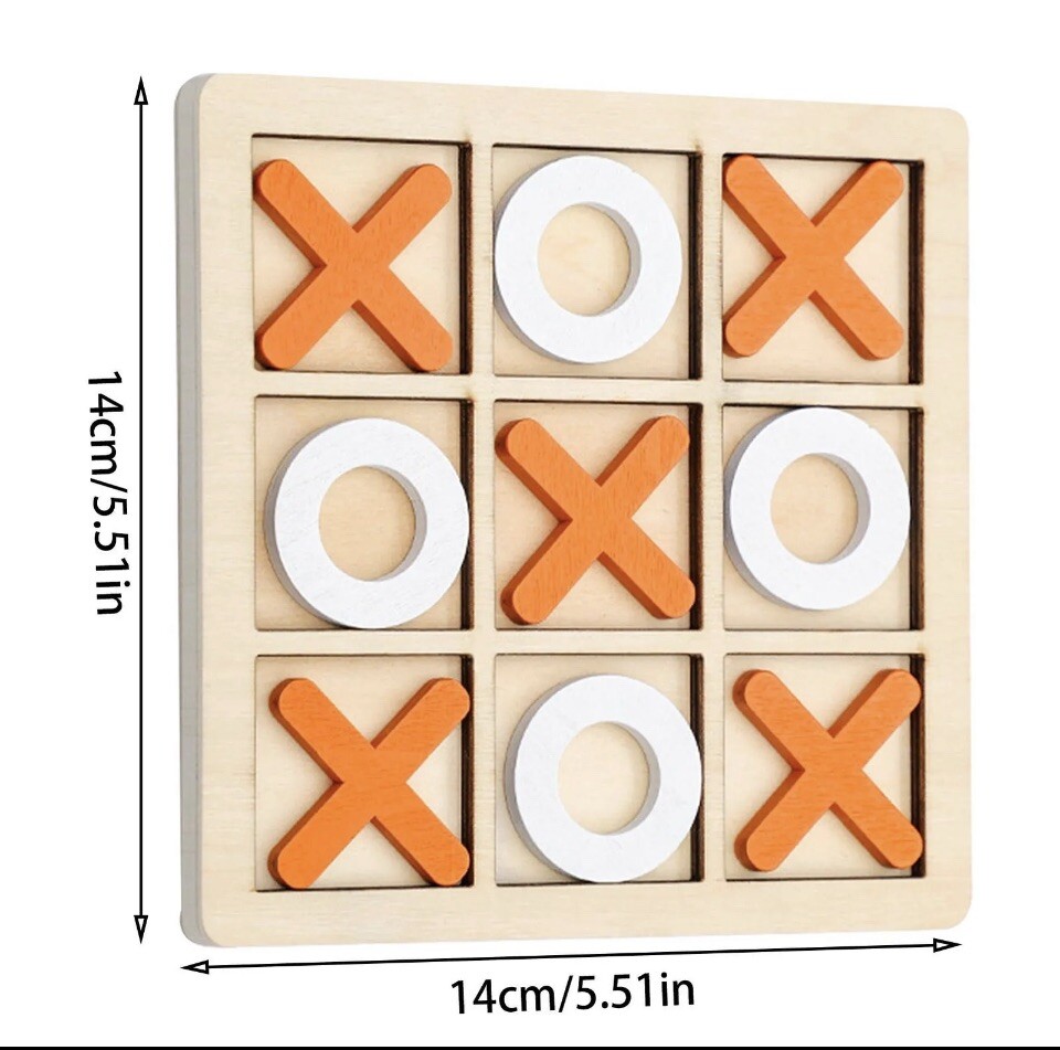 Wooden Board Tic TAC Toe Game XO Table Toy Educational for Adult Kids