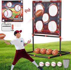2-In-1 Football & Baseball Toss Game for Kids Ages 3-8 – Outdoor Garden Toy