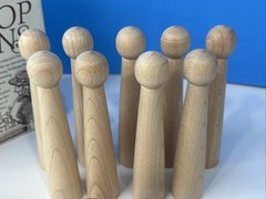 Vtg Colonial Williamsburg Tabletop Ninepins Cooperman Solid Wood Wooden Game