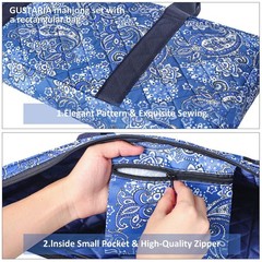 Soft Blue Mahjong Bag Case – Printed Design with 2 Wrappers, Tiles Not Included
