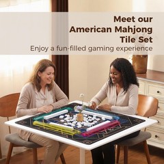 Kyerlish American Mahjong Tile Set with Blue Printed Carrying Bag, Print