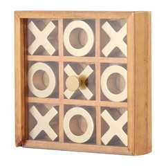 Mainstays Decorative Gold and Wood Tabletop Tic Tac Toe Tabletop Set