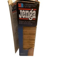 Vtg Original 1986 JENGA 4793 MB Childrens Game Wood Blocks Complete USA Stacking