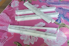 NEW! Set of 4 White Marble Acrylic Mahjong Racks & Attached Pushers 18.5″