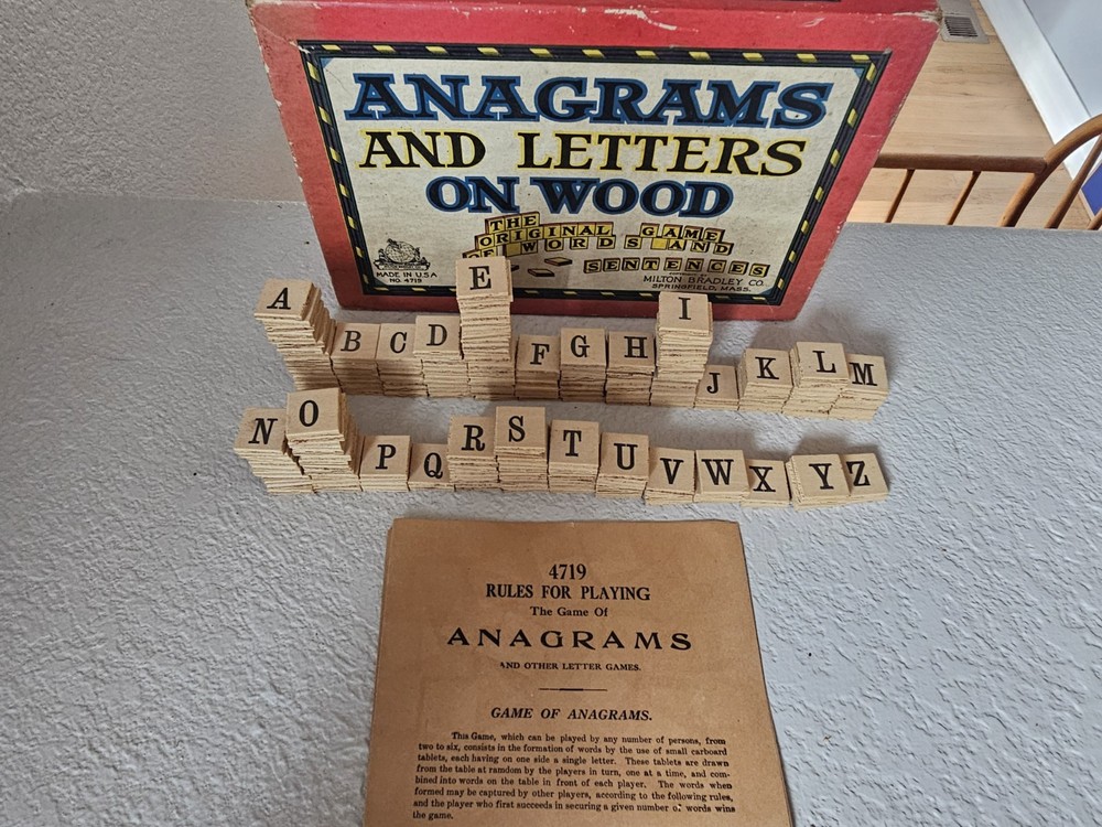 Anagrams And Letters On Wood Vintage Milton Bradley No. 4719 1930’s Mint
