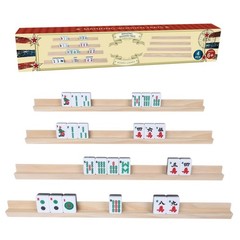 GOTHINK Wooden Mahjong Tiles 15x3x1.4 inches, Trays
