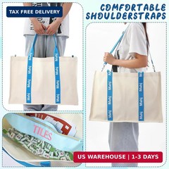 2 Pcs Embroidered Mahjong Canvas Tote Bags Large Empty Mah-Jong Tile Bag Mahjong