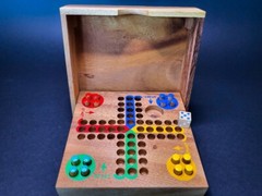 Wooden Ludo Pachisi Strategy Fun Traditional Travel Board Game 14x14cm 6х6″