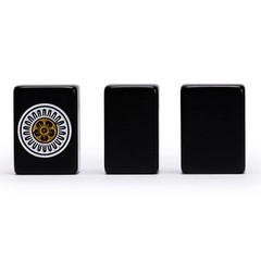 Japanese Riichi Mahjong Set with Black Standard Size Tiles and Black Vinyl Case