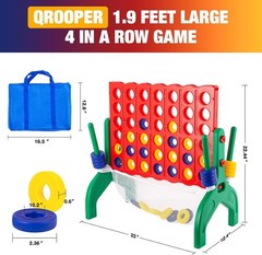 1.9 Feet Giant 4-In-A-Row Game Set for Kids & Adults Outdoor Indoor Yard Fami…