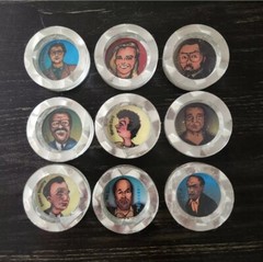 Lot Of 9 Vintage OJ Simpson Trial POGS Slammers 1994 LTD Rainbow Border
