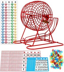 Classic Red Bingo Game Kit with 75 Balls & 18 Cards – Adults
