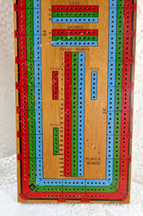 BIG Vtge Continuous Triple 3 Track Cribbage Board Wood 21 Pegs Crib Card Game