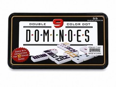 Double Nine 9 Doble Nueve Dominoes Traditional Board Game Color Dots New.