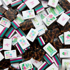 160Pcs 4-Layer Acrylic Leopard Print Engraved American Mahjong FedEx Delivery