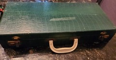Vtg 1940s Cardinal Mahjong Set Green Alligator Case Standing Pheasant 164 Tiles