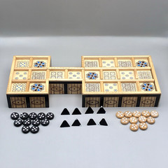 The Royal Game of UR Board Game Ancient Strategy Wood Board w/ Storage Drawer